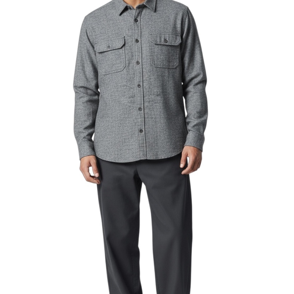 Men's Goodfellow & Co. Gray Flannel Button-Up Shirt Size Large